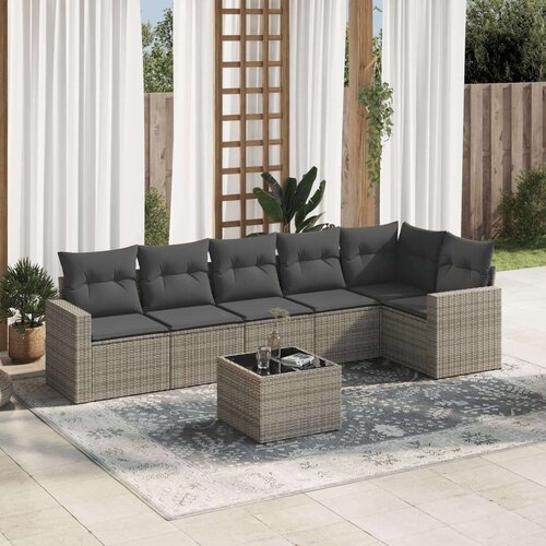  7-dijelni set vrtnih sofa sivi od poliratana Slike