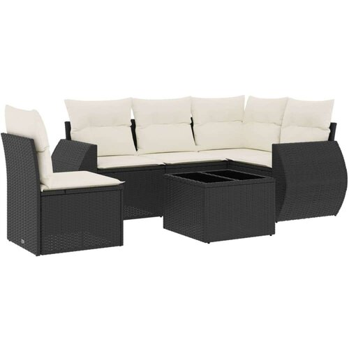 VidaXL 6-dijelni set vrtnih sofa s jastucima crni od poliratana Slike