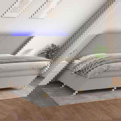  Box spring postelja z vzmetnico LED sv. siva 160x200 cm blago, (20789351) Slike