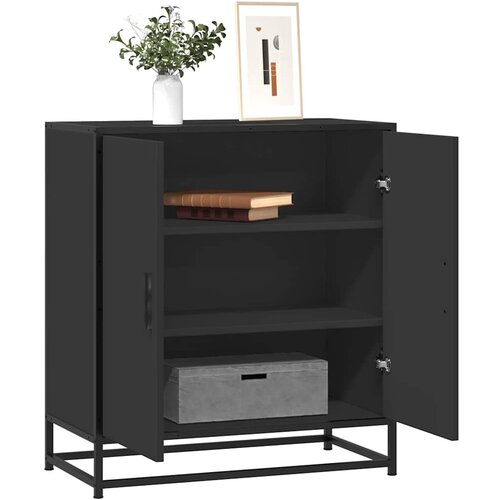 VidaXL Komoda črna 68x35x76 cm inženirski les in kovina Slike
