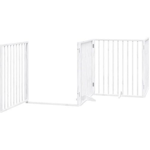  Vrata za pse s vrata&amp;scaron;cima 6 panela sklopiva 480 cm drvo topole Bijela 80 x 90 x 2 cm Slike