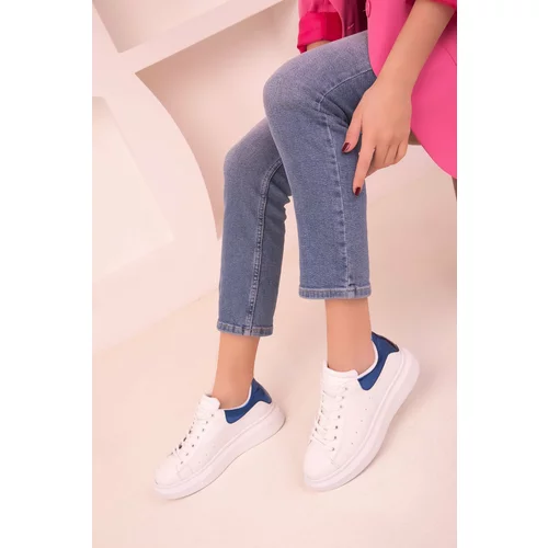 Soho White-Navy Blue Women's Sneakers 15732