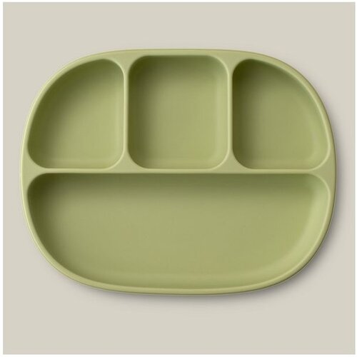 Interbaby silikonski tanjur s poklopcem Olive Green Cene