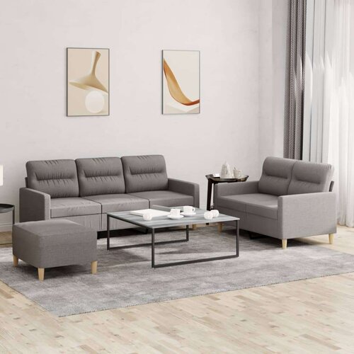 3-dijelni set sofa s jastucima smeđesivi od tkanine Slike