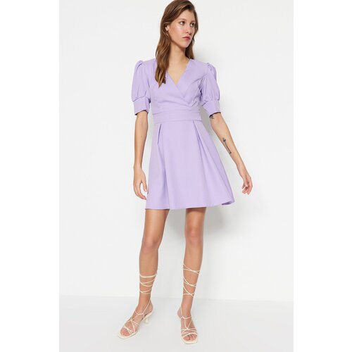 Trendyol Lilac A-Line Mini Woven Pleated Dress Slike