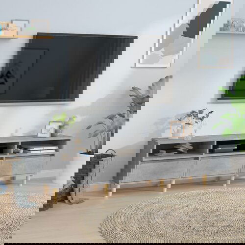 VidaXL TV omarica betonsko siva 150x30x44,5 cm inženirski les Slike