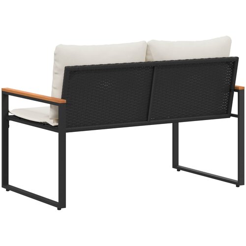  Klupa s jastukom Crna i krem-bijela 115 x 65 x 72 cm Ratan Slike