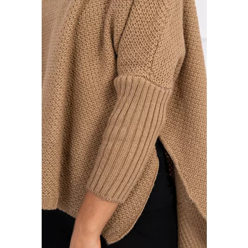 Kesi Turtleneck sweater and side slits camel
