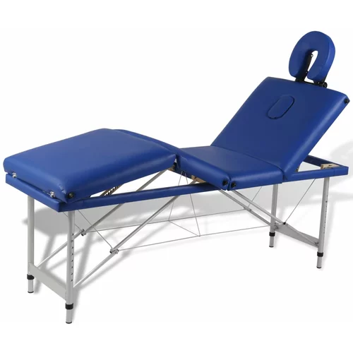  Plavi sklopivi masažni 4 - dijelni stol s aluminijskim okvirom