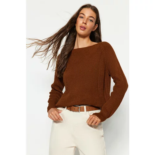 Trendyol Brown Raglan Sleeve Knitwear Sweater