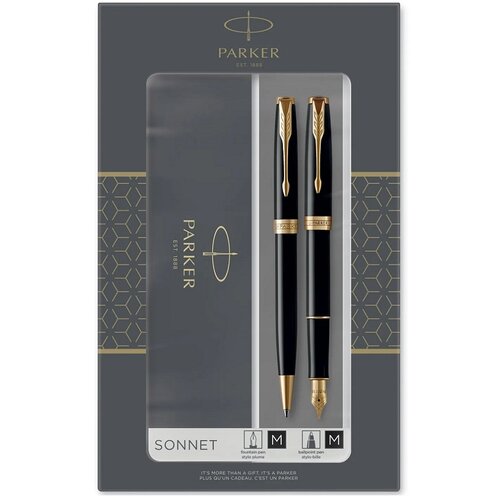 Parker poklon SET Sonet Black GT - Hemijska olovka + Nalivpero Slike
