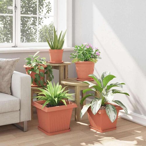  Kvadratna saksija za cvijeće 6 pcs Crvena cigla 33 x 33 x 26 cm - Crvena cigla 33 x 33 x 26 cm 6 Slike