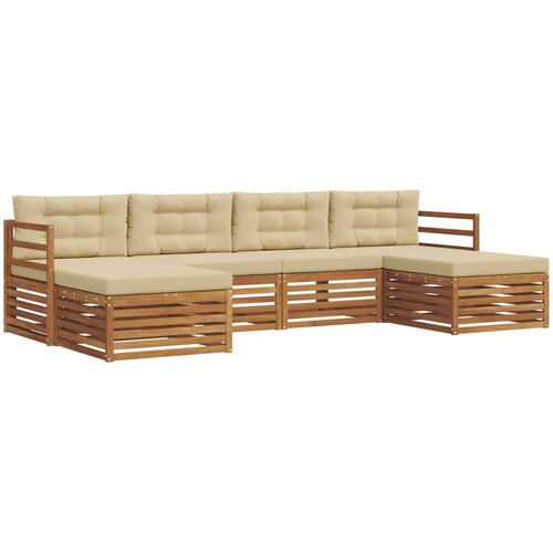  Setovi sofa s jastukom 6 pcs Prirodna i bež Čvrsto drvo akacije Slike