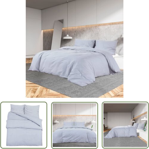 The Living Store Posteljnina siva 225x220 cm bombaž - Komplet Prevlek Za Odejo, (21743811) Slike