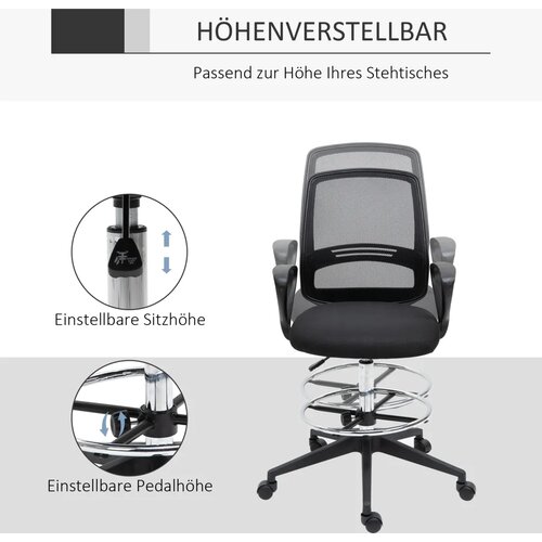  Ergonomska uredska okretna stolica s naslonima za ruke i mrežastom presvlakom crna Slike