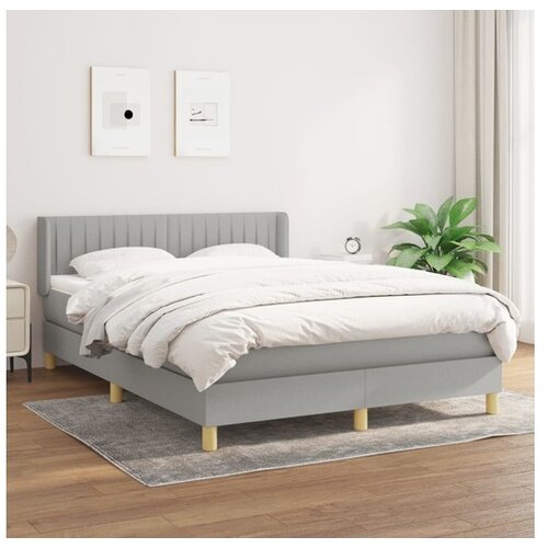  Box spring postelja z vzmetnico svetlo siva 140x200 cm blago Cene