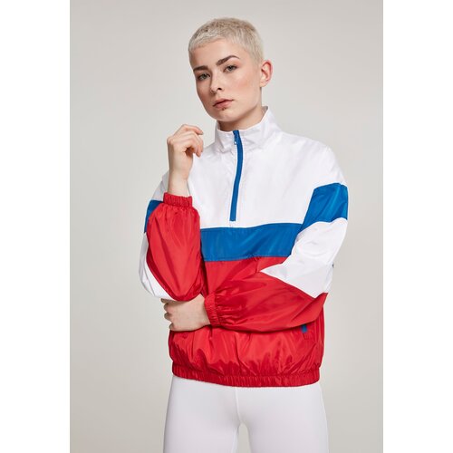 Urban Classics Women&amp;#039;s 3-color tug-of-war jacket with stand-up collar, white/tan/bright blue Slike