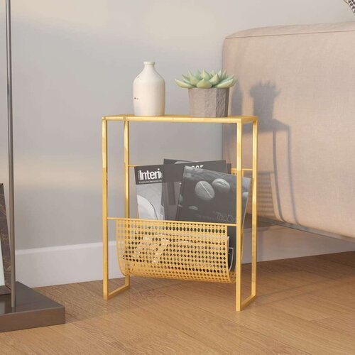 vidaXL Stojalo za revije zlato 35x15x45 cm jeklo Cene