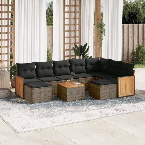 vidaXL 10-dijelni set vrtnih sofa od poliratana s jastucima sivi Cijene