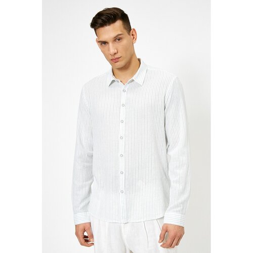 Koton Men&amp;#039;s Green Striped Shirt Slike