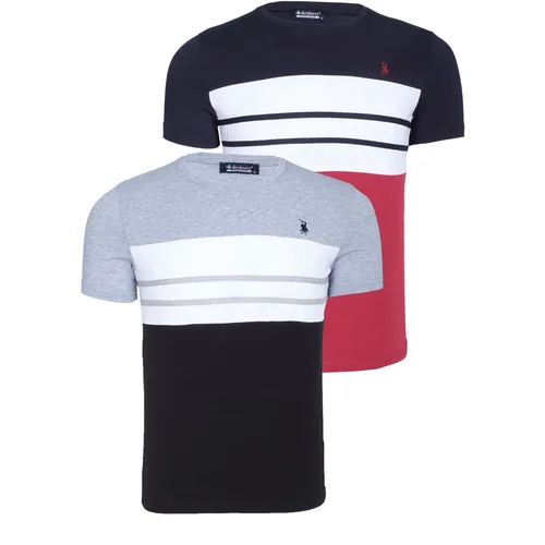 Dewberry DUAL SET T8593 MENS T-SHIRT-NAVY BLUE - GREY