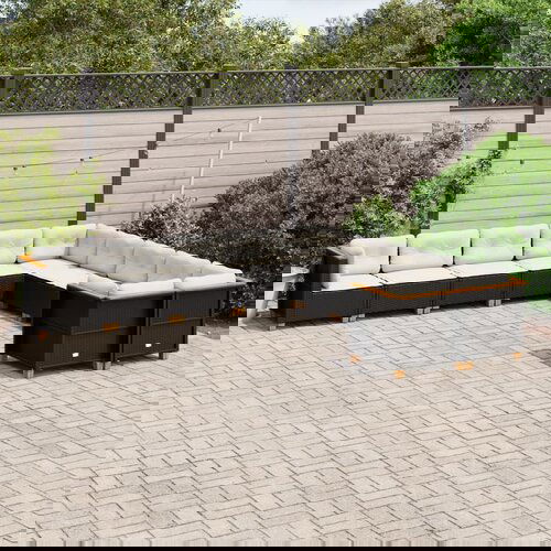 vidaXL 10-dijelni set vrtnih sofa s jastucima crni od poliratana Cijene