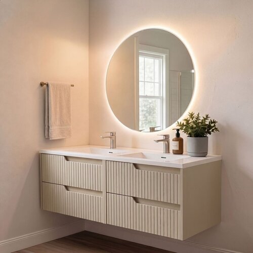 Skye Decor Set kupaonskih ormarića s umivaonikom i ogledalom, 2 dijela, bež Cijene