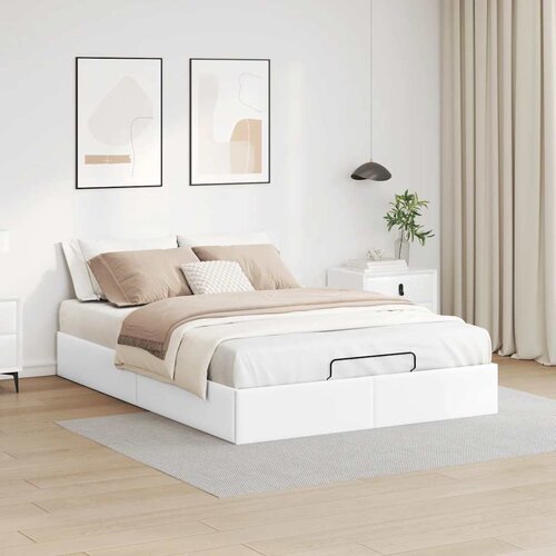 VidaXL Okvir kreveta bez madraca bijeli 140x200 cm od umjetne kože Slike