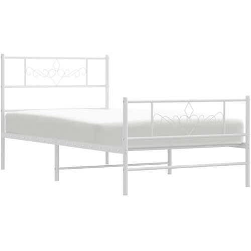  Metalni okvir kreveta uzglavlje i podnožje bijeli 107x203 cm Slike