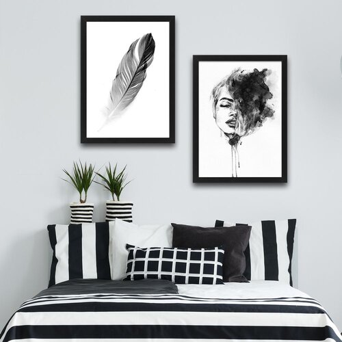 Wallity slika woman feather, 2 dela, 30 x 40cm Cene