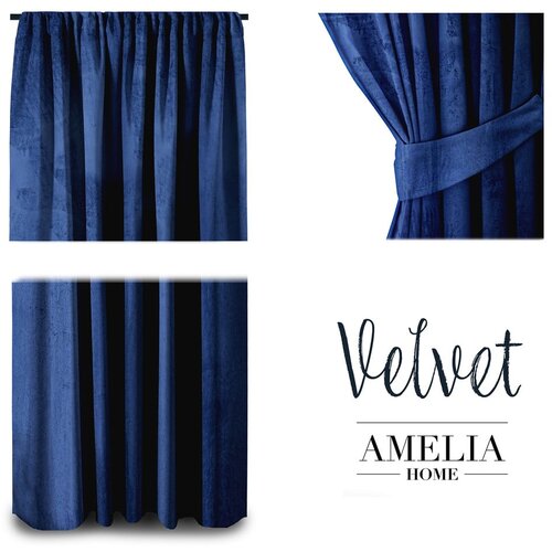 Restilo Plava bar&amp;scaron;unasta zavjesa AmeliaHome Velvety Royal, 245 x 140 cm Slike