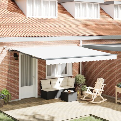 VidaXL avtomatska zložljiva tenda z LED Belo 400x300 cm, zamenjava tkanine tende za okvir 4x3 m Bela Slike