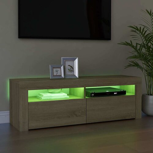  TV ormarić s LED svjetlima boja hrasta sonome 120 x 35 x 40 cm Smeđa Slike