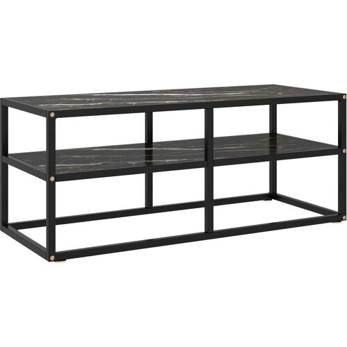 vidaXL TV ormarić crni s crnim mramornim staklom 100 x 40 x 40 cm Cene