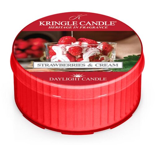 Kringle Candle Strawberries &amp;amp; Cream čajna svijeća 42 g Slike