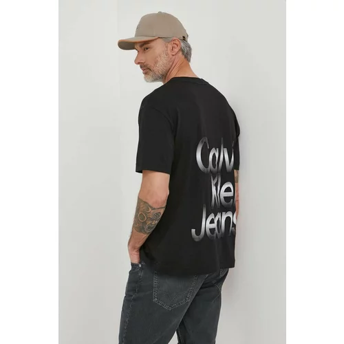 Calvin Klein Jeans Bombažna kratka majica moški, črna barva
