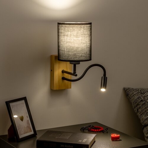  Brilagi - LED zidna lampa NUBILA WOOD 1xE27/25W/230V + LED/3W hrast/crna Slike