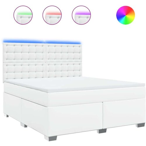 VidaXL Krevet s oprugama i madracem bijeli 180x200 cm umjetna koža Slike