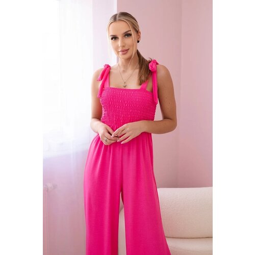 Kesi Striped jumpsuit with ruffle top in pink Cene