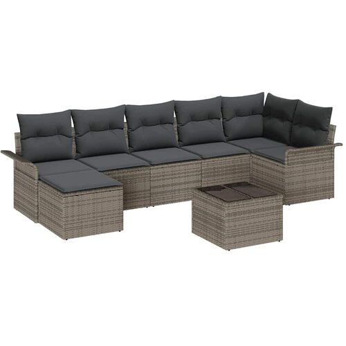  Sjedeća garnitura za vrt 8 kom. Siva poliratan 297,5 x 132,5 x 69 cm Slike