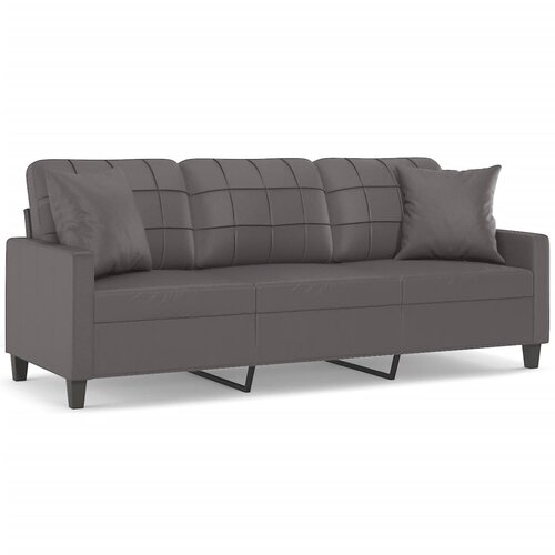 Maison Chic kavč - Sofa - Kanape trosed z okrasnimi blazinami siv 180 cm umetno usnje, (21727957) Cene