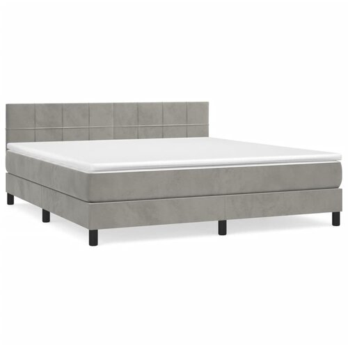 VidaXL Box spring postelja z vzmetnico svetlo siva 160x200 cm žamet, (20896046) Slike
