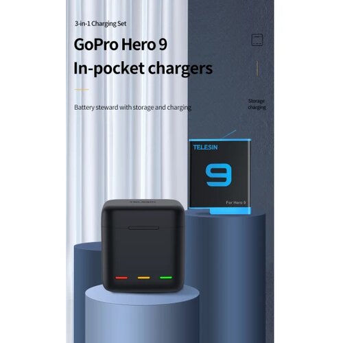 Telesin charger box sa dvije baterije za GoPro Hero 9 / 10 Slike