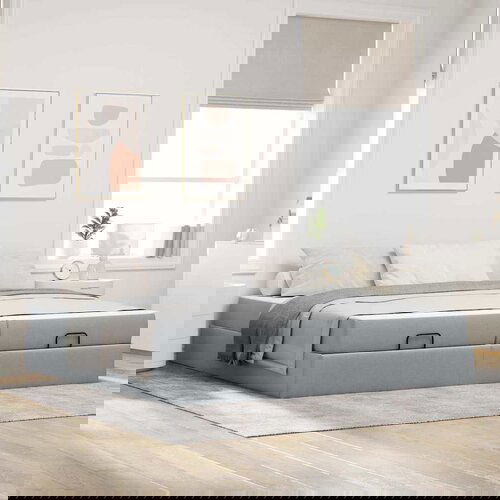 VidaXL Konstrukcija postelje Svetlo siva 200 x 200 cm blago Slike