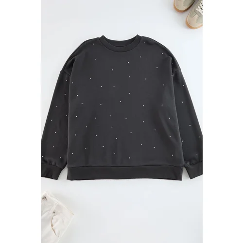 Trendyol Curve Anthracite Thick Staple Detailed Knitted Sweatshirt