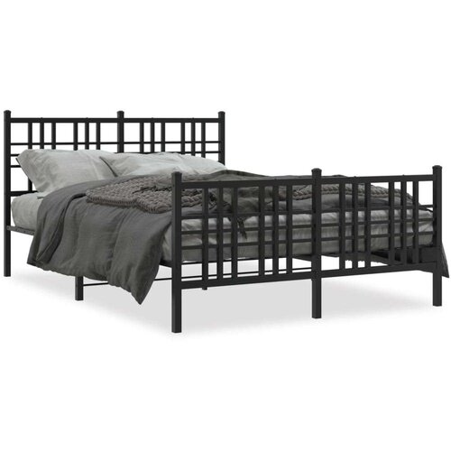 VidaXL metalni okvir kreveta uzglavlje i podnožje crni 120x190 cm Slike