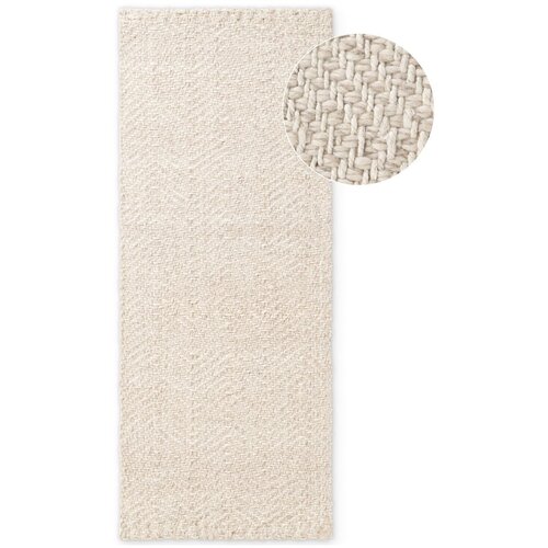 Elle Decoration Kremno bel/slonokoščen ročno tkan tekač iz mešanice volne 80x200 cm Majoli – Cene