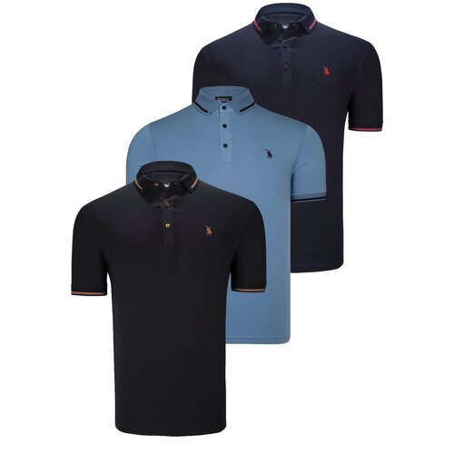 Dewberry TRIPLE SET T8586 MEN'S T-SHIRT-BLACK-NAVY-INDIGO Cijene
