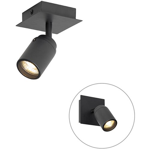 QAZQA Moderni kopalni&amp;scaron;ki reflektor črni kvadrat IP44 - Ducha Slike