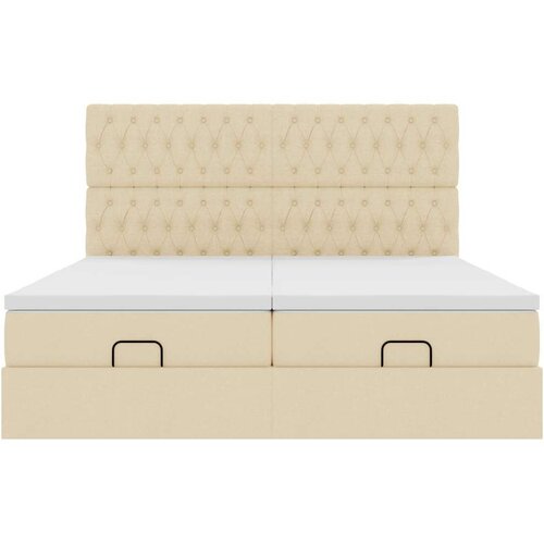 VidaXL otomanski okvir kreveta s madracima krem 200x200cm od tkanine Slike